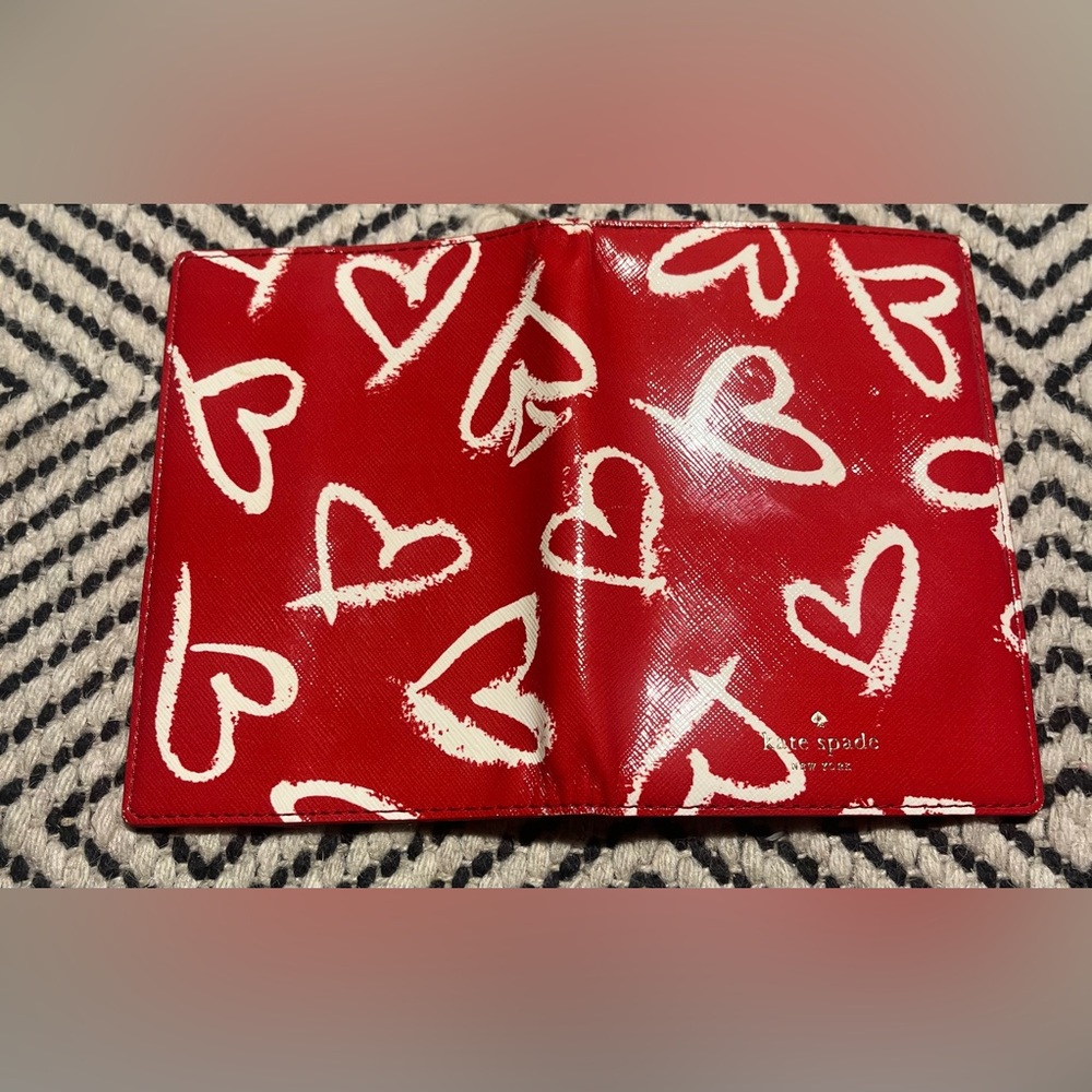 Kate Spade Red Heart Print Passport Holder - Picture 3 of 3